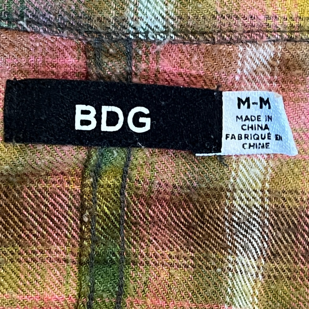 BDG Urban Outfitters Multicolor Oversized  Plaid Button up Flannel Medium - Picture 3 of 4